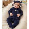 J15438: Baby Boys Ribbed Jumbo Velour Jacket  & Footed Trousers Outfit (NB-6 Months)